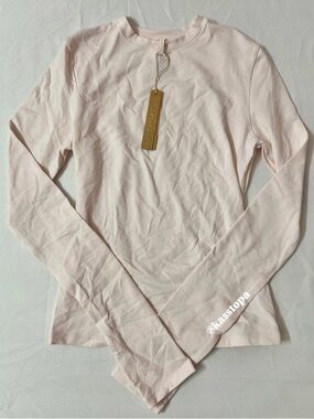 SKIMS Cotton Jersey Crew Neck Long Sleeve Top T-shirt Barely Pink